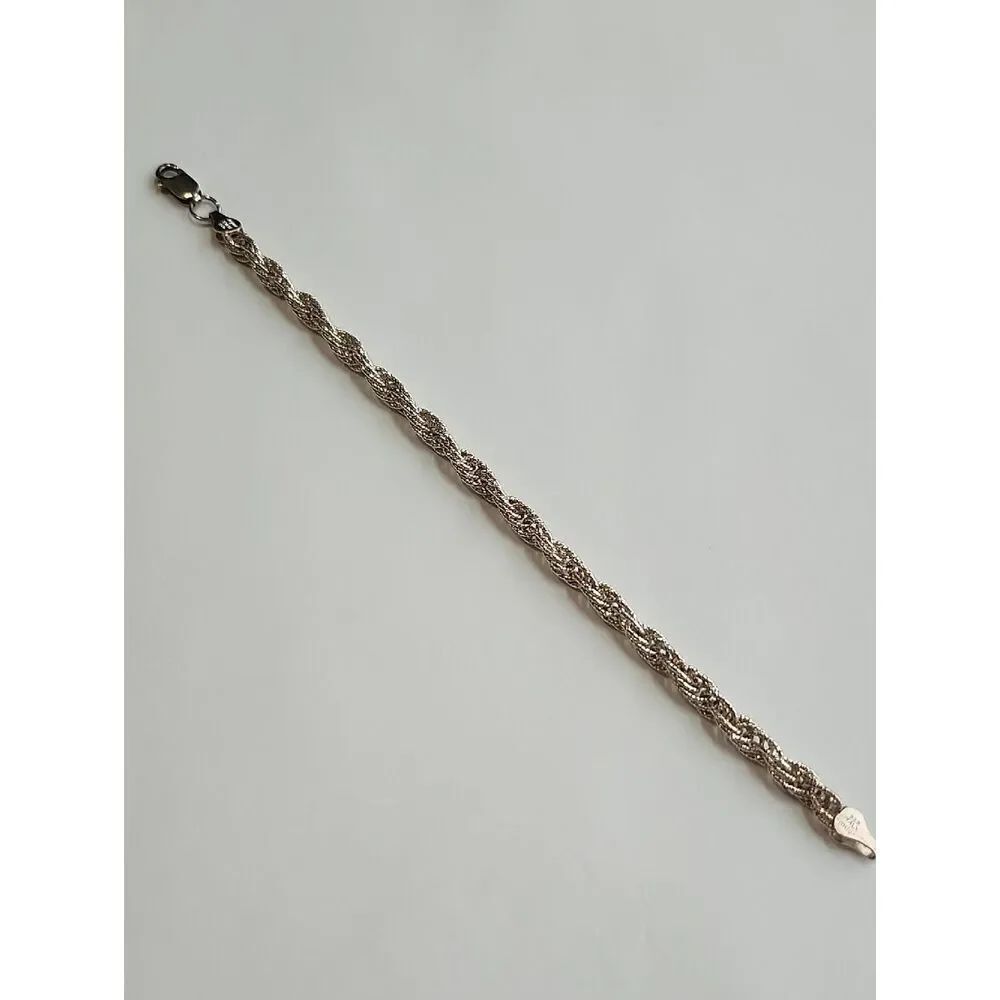Milor Italy 925 Sterling Silver Rope Chain Bracelet 7"